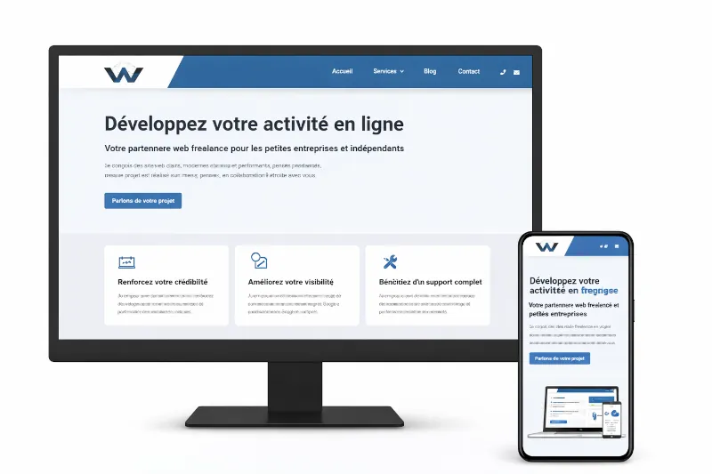 Exemple de site web responsif conçu pour un indépendant ou TPE